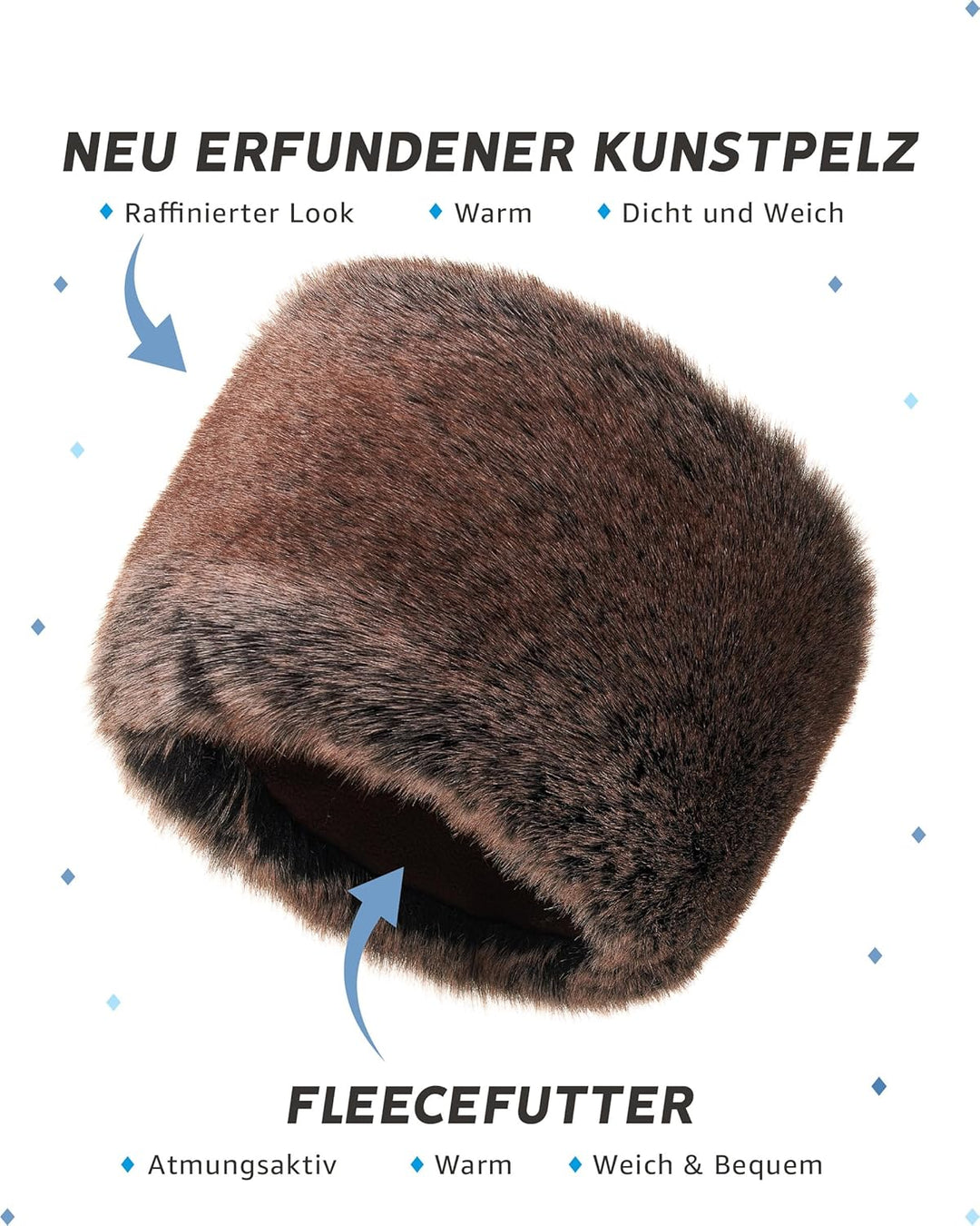 Futrzane Siberian Kosakenmütze - Pelzmütze Damen - Fell Pelz Russische Mütze L Braun Siberian, L Bra
