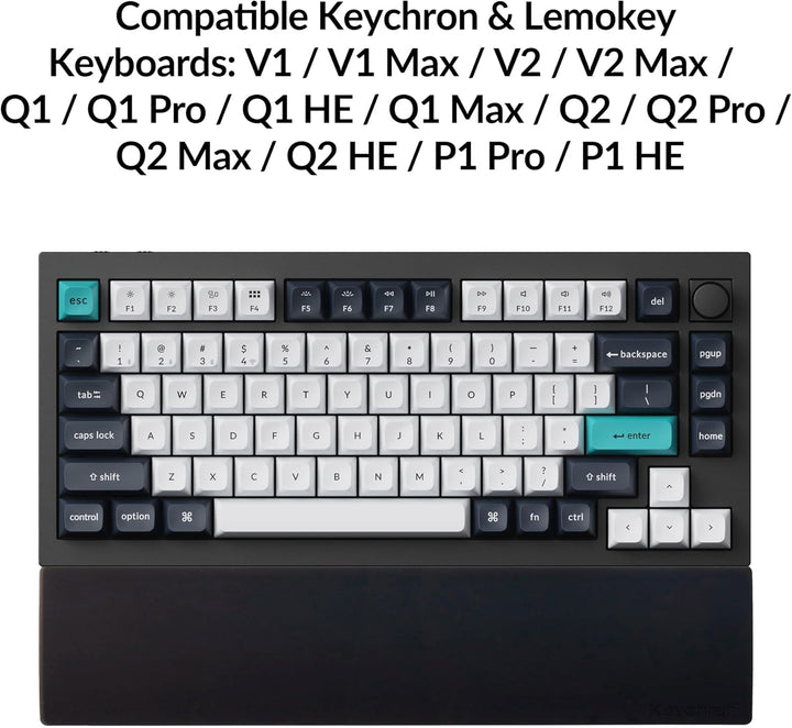 Keychron Schwarze Silikon-Handgelenk- und Handballenauflage, 327 mm (12,89 Zoll) für 75% kompakte Ta