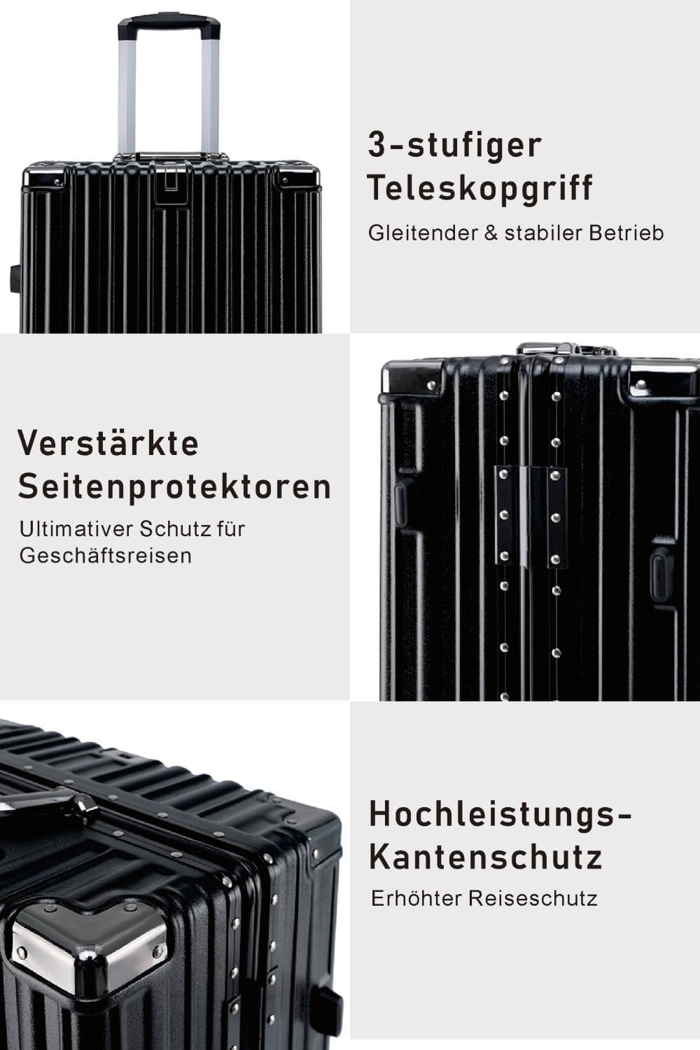Aoliwei Grösse Koffer L 73cm - Alurahmen Hartschalenkoffer aus 100% Polycarbonat, ca. 90L - Premium