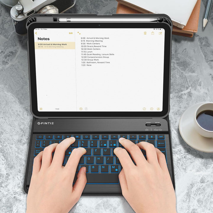 Fintie Tastatur Hülle für iPad 10. Generation 2022 (10.9 Zoll), Keyboard Case mit 7-farbig Beleuchte