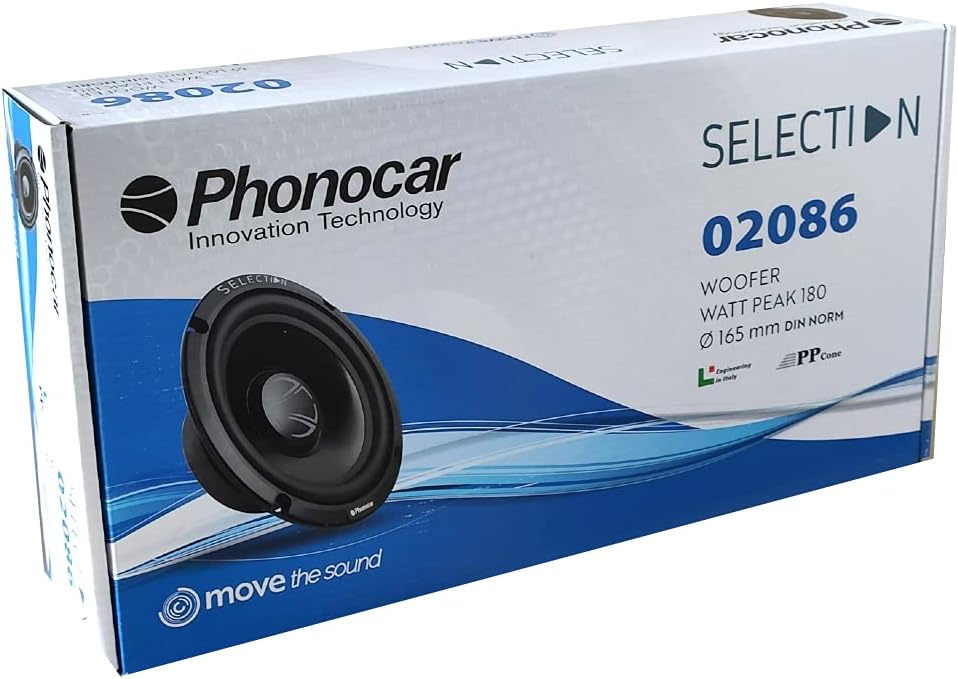2 PHONOCAR SELECTION 02086 woofer tieftöner 16,50 cm 165 mm 6,5" Durchmesser 70 watt rms 180 watt ma