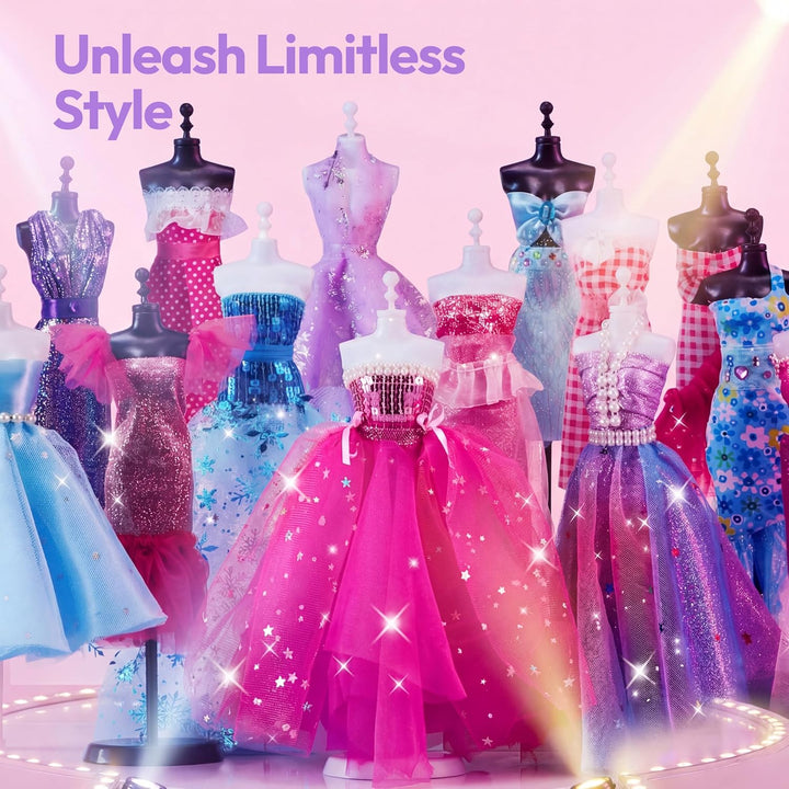 Klever Kits 400+ Stücke Modedesign Mädchen,Fashion Design Basteln Mädchen Nähset Set mit 3 Mannequin
