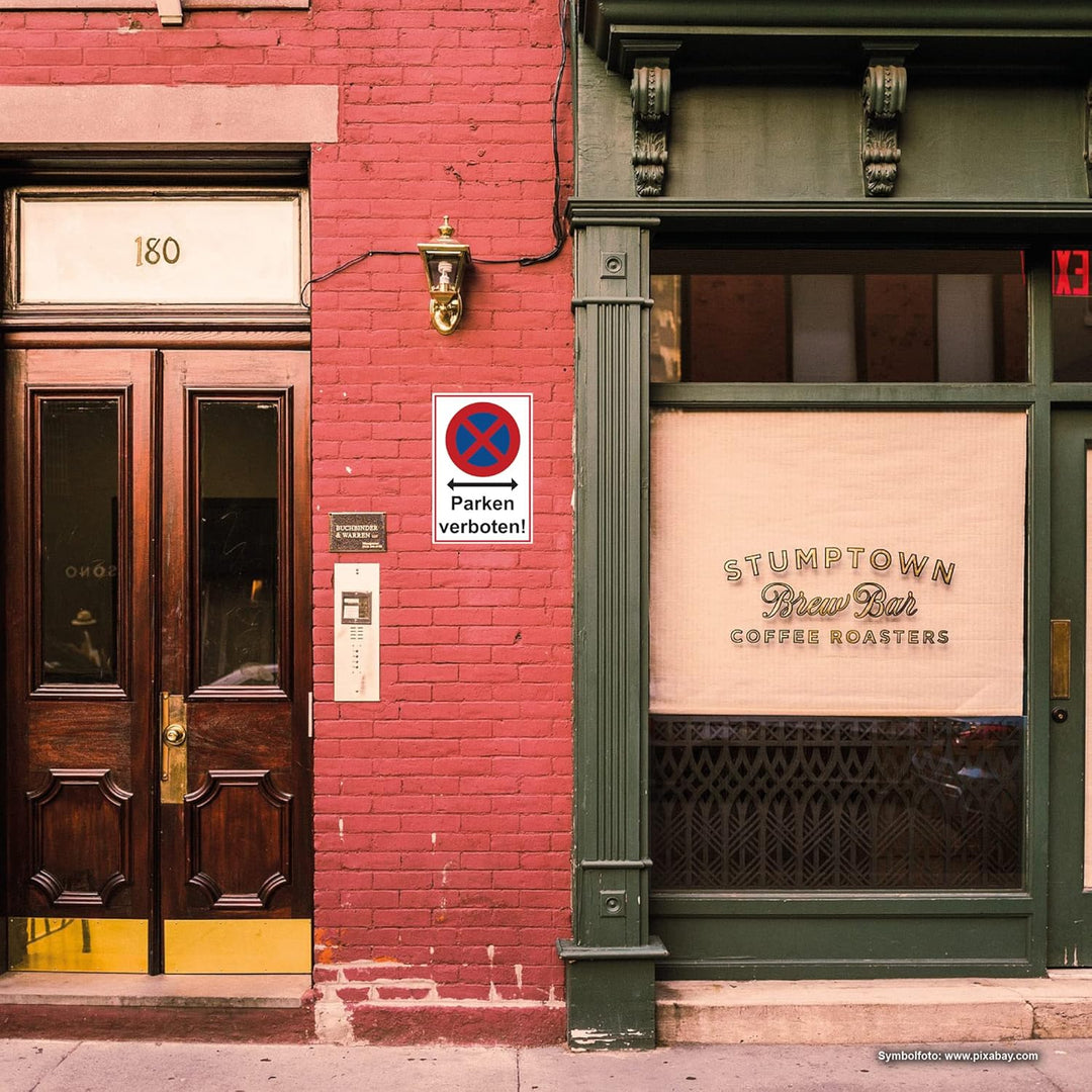 5 Stück Absolutes Halteverbot Schild 20 x 30 cm Alu 3mm Alu-Dibond stabile Aluminiumverbundplatte pa