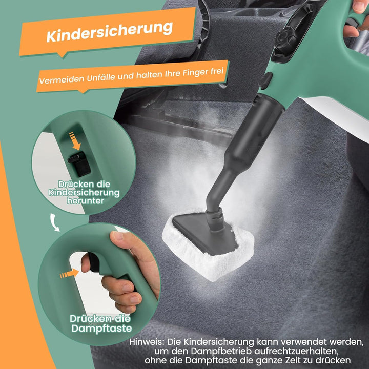 COSTWAY Dampfreiniger 1500W, Tank: 400 ML, Temperatur: bis zu 125℃, Aufheizzeit: 1 min., Dampfdruck: