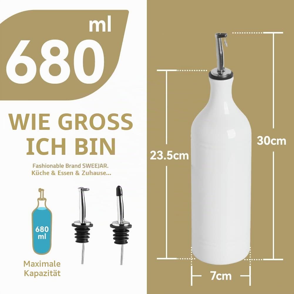 Sweejar Home Grosse keramische Olivenölspenderflasche, Opaque Oil Cruet schützt Öl, um Oxidation zu