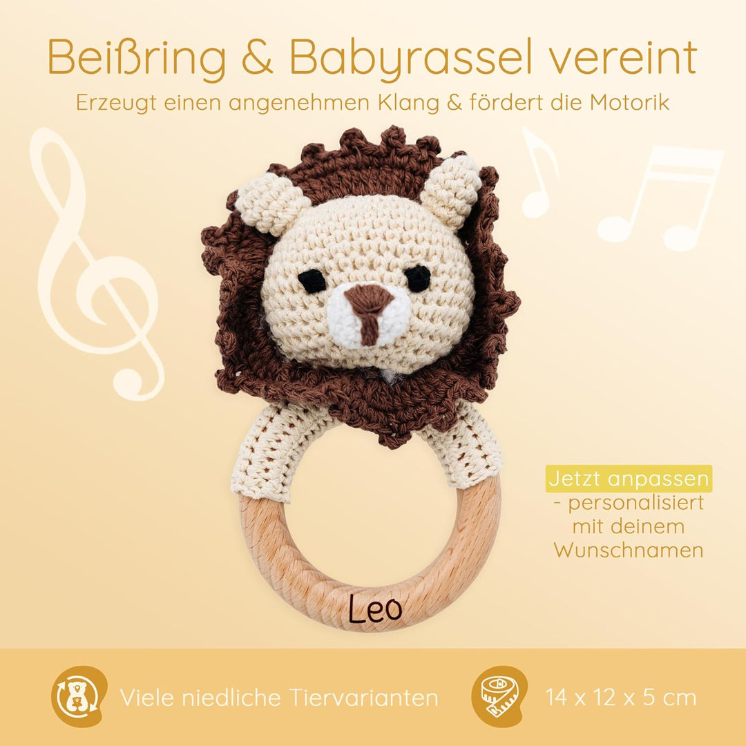 Bärenfreunde® - Personalisierter Beissring Baby - Niedlicher Greifling für Baby&