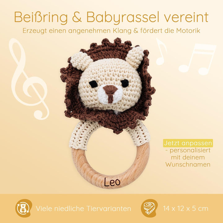 Bärenfreunde® - Personalisierter Beissring Baby - Niedlicher Greifling für Baby&