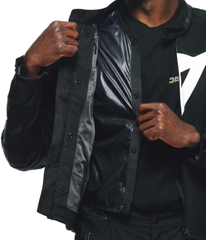 Dainese Herren Energyca Air Tex Jacket Motorradjacke Cordura mit Protektoren 62 Schwarz/Schwarz, 62