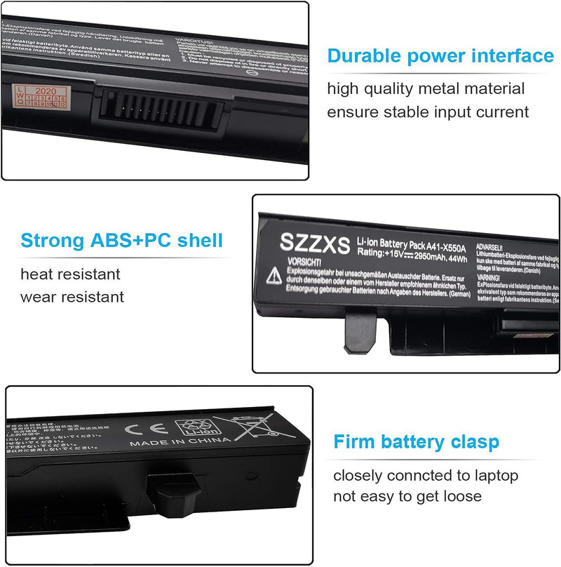 SZZXS Laptop-Akku A41-X550A【2950mAh 15V】für ASUS X550CA X550LB A450A550F450F550F550CF550LF552F552CF5