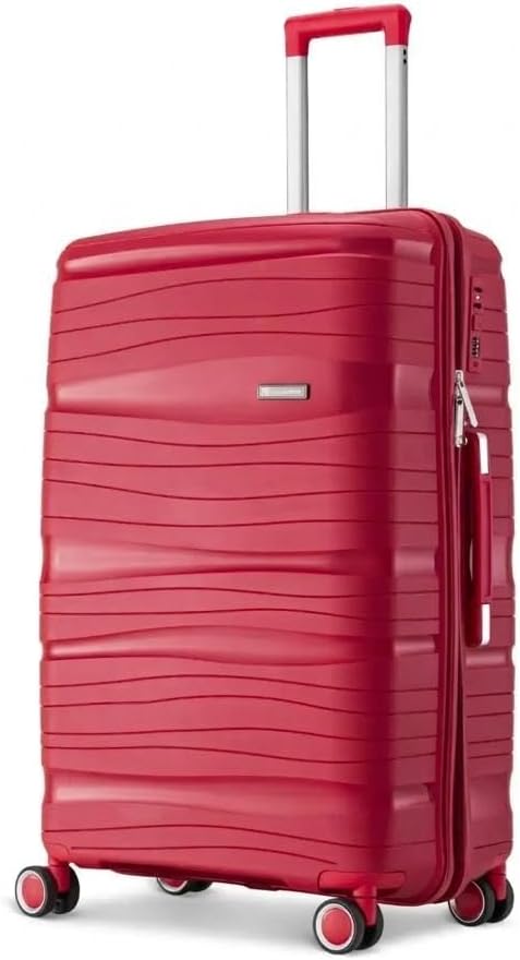 Travel One Handgepäck-Koffer 40L – Rot – Hartschalenkoffer Kabinentrolley, 4 Rollen, Zahlenschloss &
