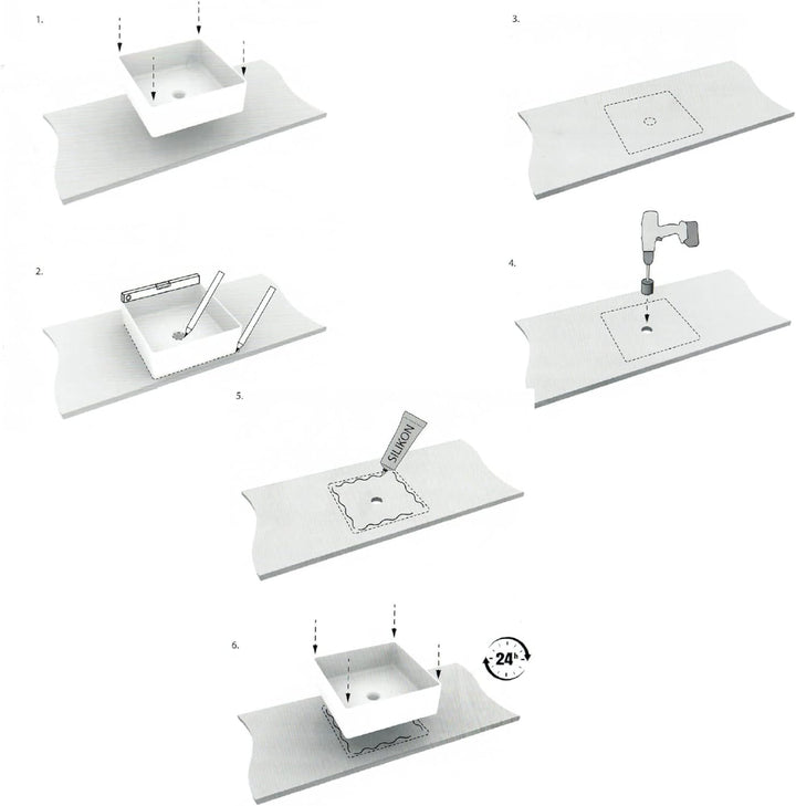 VBChome Waschbecken 39 x 39 cm Keramik Weiss Oval Pop-up ventil Click-Clack Waschtisch Handwaschbeck