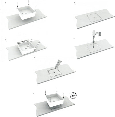 VBChome Waschbecken 59 x 39 cm mit Hahnloch Keramik Weiss Oval Waschtisch Handwaschbecken Aufsatzwas