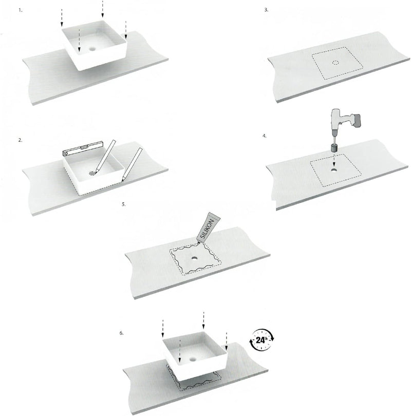 VBChome Waschbecken 59 x 39 cm mit Hahnloch Keramik Weiss Oval Waschtisch Handwaschbecken Aufsatzwas