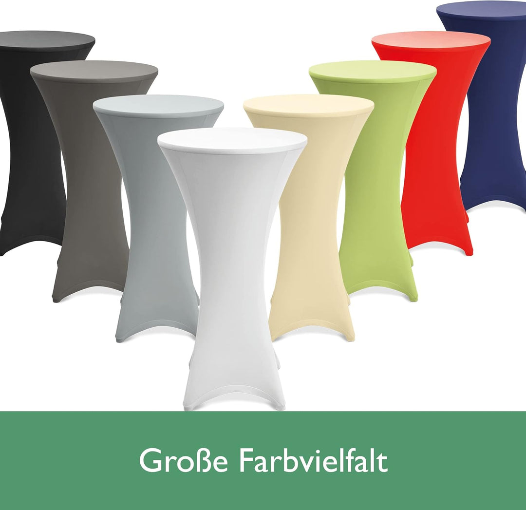 Beautissu 2er Set Stretch Stehtisch Husse Anthrazit Ø 70-75 cm Stella – Verstärkung im Fussbereich &amp;