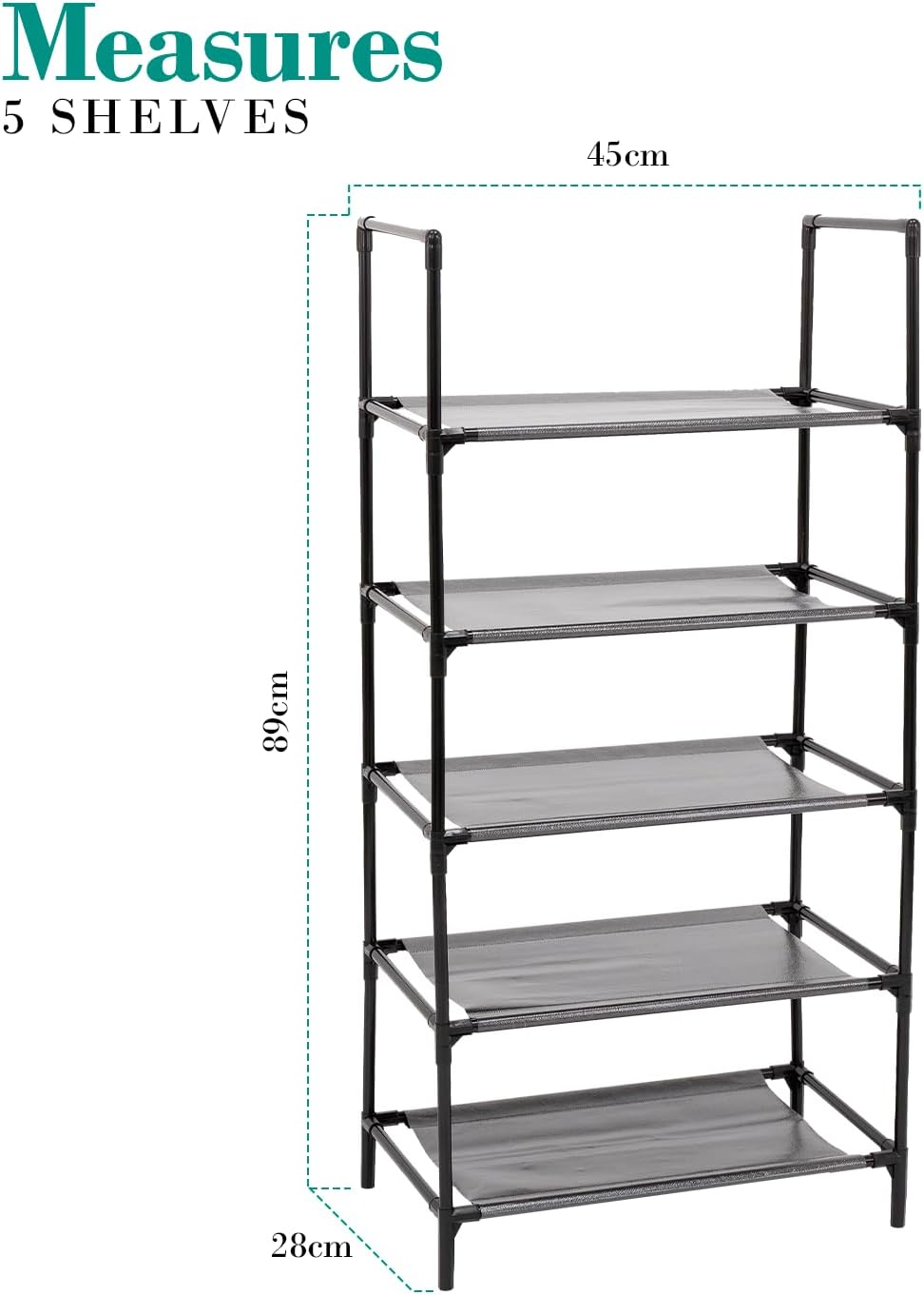 edihome, Schuhregal, 5 Ebenen, (28 x 45 x 89 cm), Schuhschrank Schmal, Schmale und hohe Schuhregale