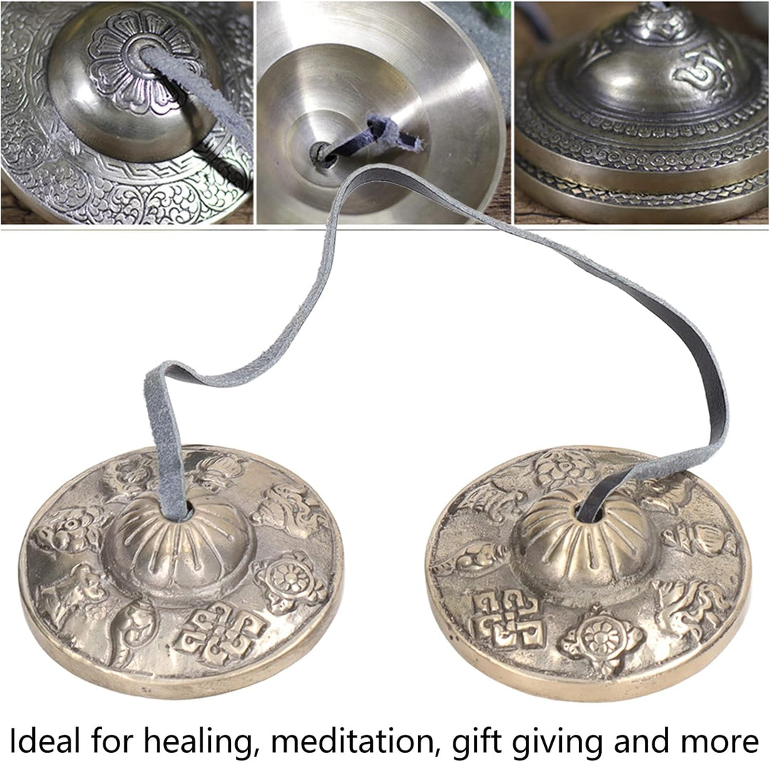 Tyenaza Tibetische Tingsha-Meditationsglocke, Kleines Reines Kupfer-Doppelglockenspiel, Nepalesische
