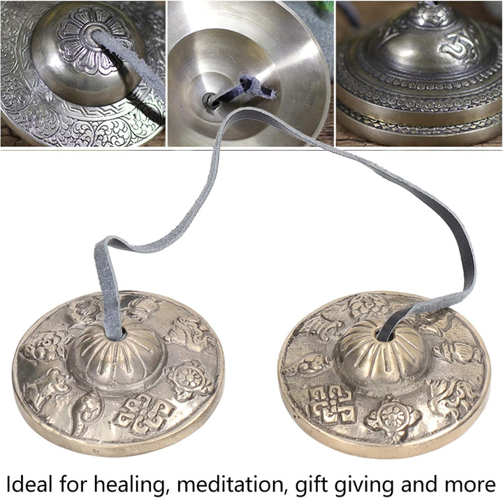 Tyenaza Tibetische Tingsha-Meditationsglocke, Kleines Reines Kupfer-Doppelglockenspiel, Nepalesische
