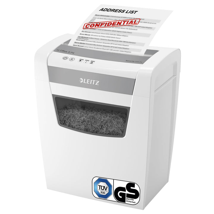 Leitz IQ Office S Aktenvernichter, 14-12 Blatt Kapazität (70-80 g/m²), Partikelschnitt, Sicherheitss