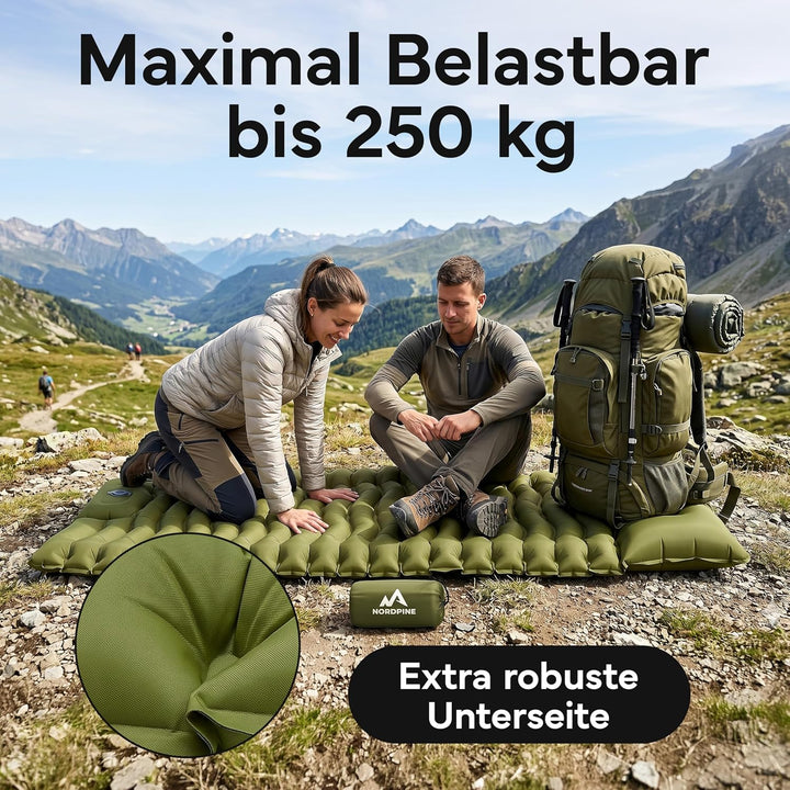 NEOLYMP NORDPINE Isomatte Camping - Integrierte Fusspumpe, Aufblasbar, 10 cm Dick - 200x70 cm, Ultra