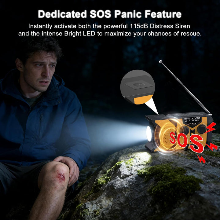 2026 Upgraded Crank Radio,Portable Emergency Solar Radio with LED Flashlight and SOS Alarm,2000mAh A