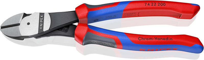 Knipex Kraft-Seitenschneider schwarz atramentiert, mit Mehrkomponenten-Hüllen 200 mm 74 22 200 Komfo