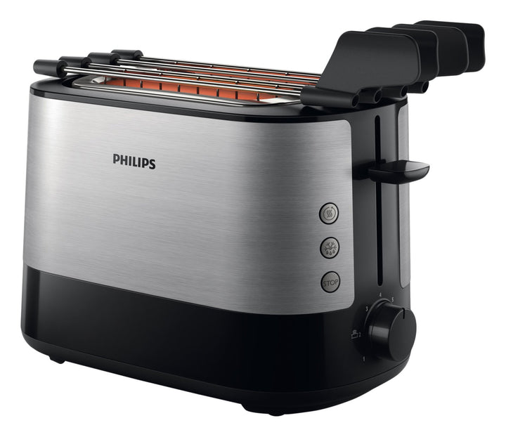 Philips HD2639/90 – Toaster (730 W, extra grosser Schlitz, Zubehör für Sandwichs), Schwarz und Silbe