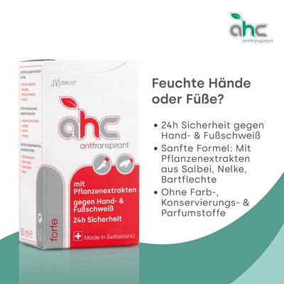 JV Cosmetics - AHC forte Antitranspirant - gegen Schwitzen an Händen und Füssen (50 ml) 50 ml (1er P
