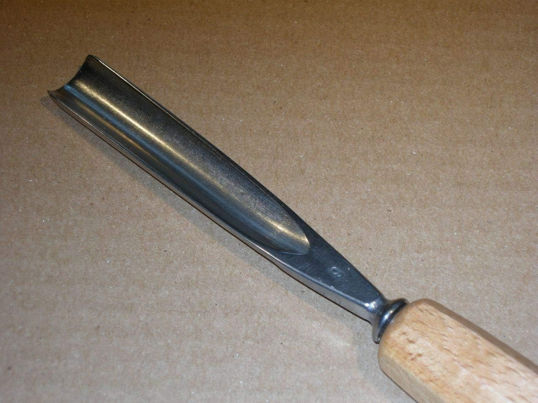 STUBAI Gerades Hohleisen 6 mm | einseitig geschliffen, Serie 55, Stich 9 | präzises Schnitzwerkzeug