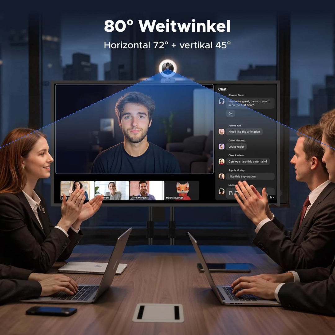 UGREEN 2K Webcam mit Ringlicht PC Kamera mit mikrofon Streaming Kamera mit Abdeckung Fixfokus 4 Füll