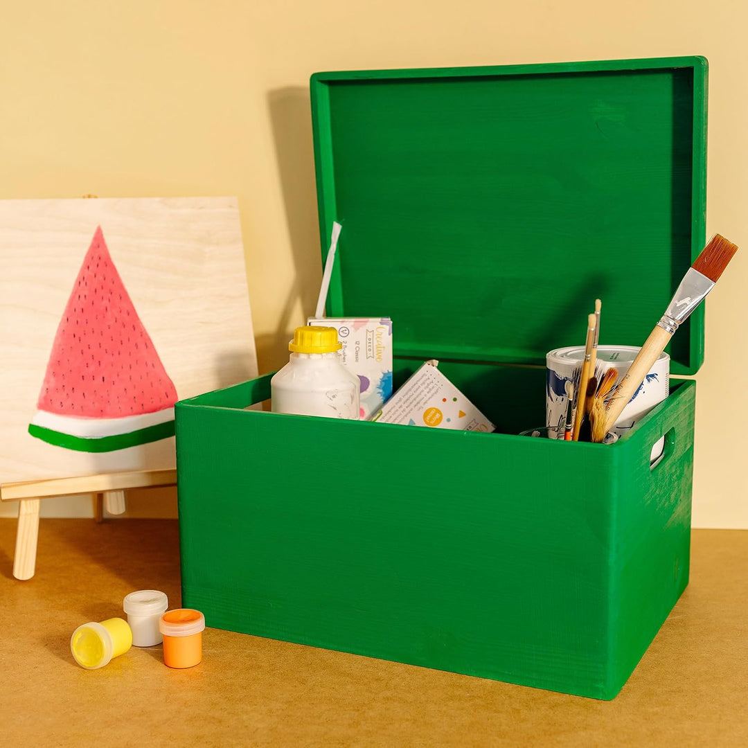 Creative Deco XXL Grün Grosse Holzkiste Aufbewahrungsbox Spielzeug | 40 x 30 x 24 cm | Mit Deckel Gr