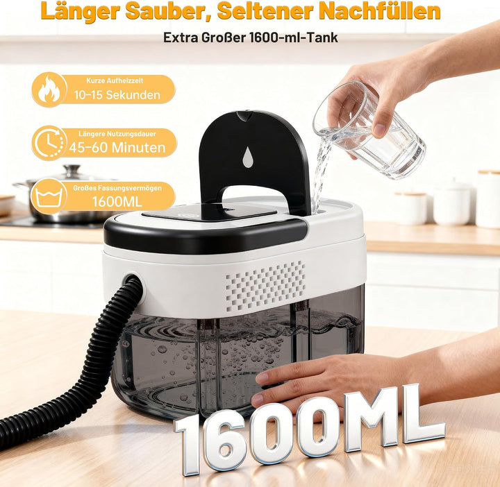 Dampfreiniger 2500W, 1600ml, 15s Aufheizzeit, 13 Zubehör, 3 Stufen