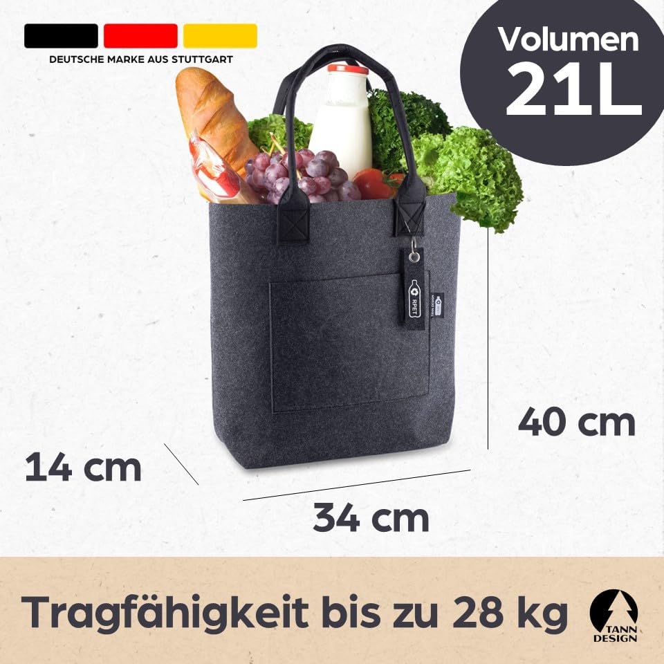 Damen Shopper hergestellt aus recycelten PET-Flaschen - nachhaltige Schulter- & Umhängetasche für Ei
