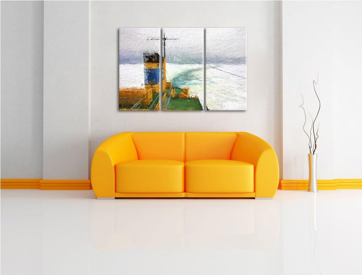 riesiges Schiff in Eisdecke NewArt 3-Teiler Leinwandbild 120x80 Bild auf Leinwand, XXL riesige Bilde