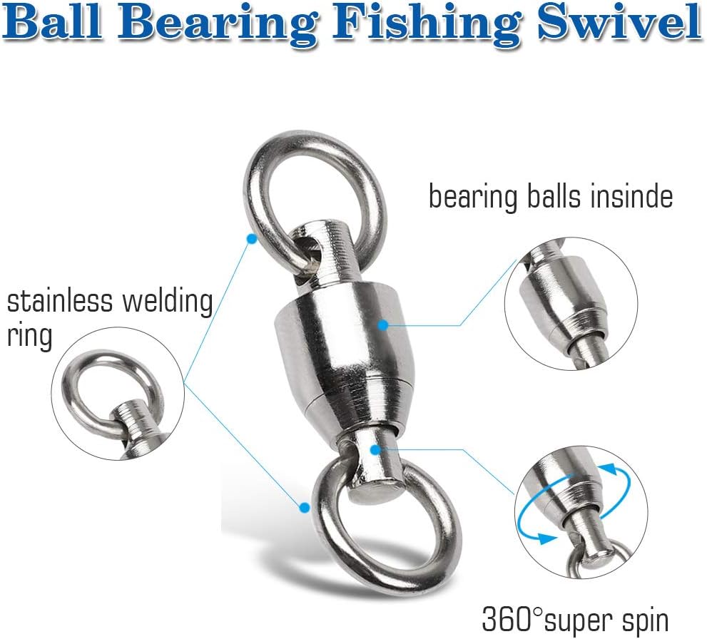 9Tong Ball Bearing Wirbel Geschweisst Ringe, Wallerwirbel Meereswirbel Salzwasserfest Spaltring Ange