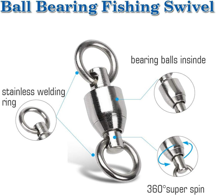 9Tong Ball Bearing Wirbel Geschweisst Ringe, Wallerwirbel Meereswirbel Salzwasserfest Spaltring Ange