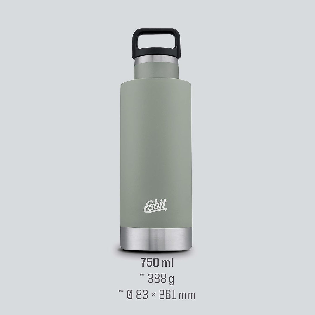 Esbit Isolierflasche Sculptor - Edelstahl Trinkflasche 750 ml in Grau - für warme und kalte Getränke