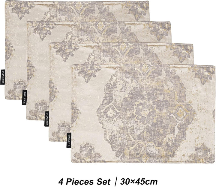 TOPLUXE Platzsets 4er Sets Jaquard Tischset Abwaschbar 30x45cm Platz-Matten für Esstisch Urlaub Part