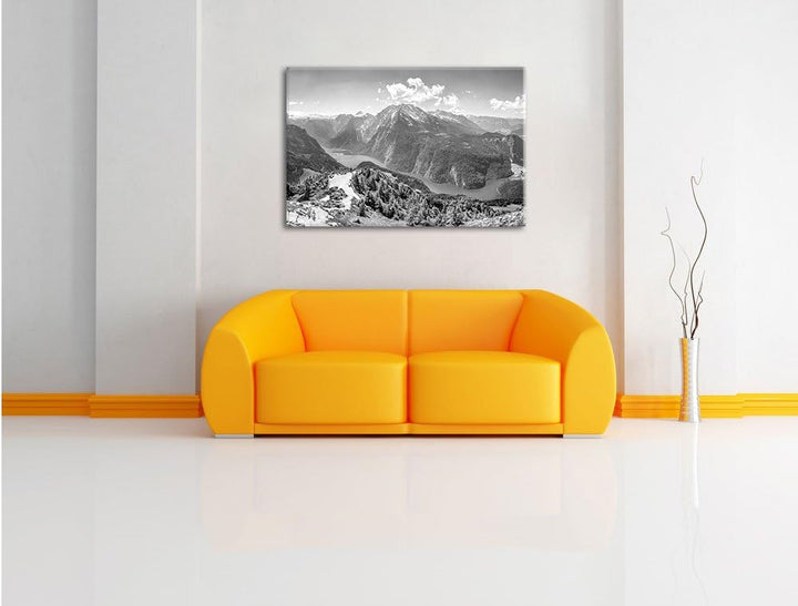 Pixxprint Königssee in Bayern als Leinwandbild/Grösse: 100x70 / Wandbild/Kunstdruck/fertig bespannt,