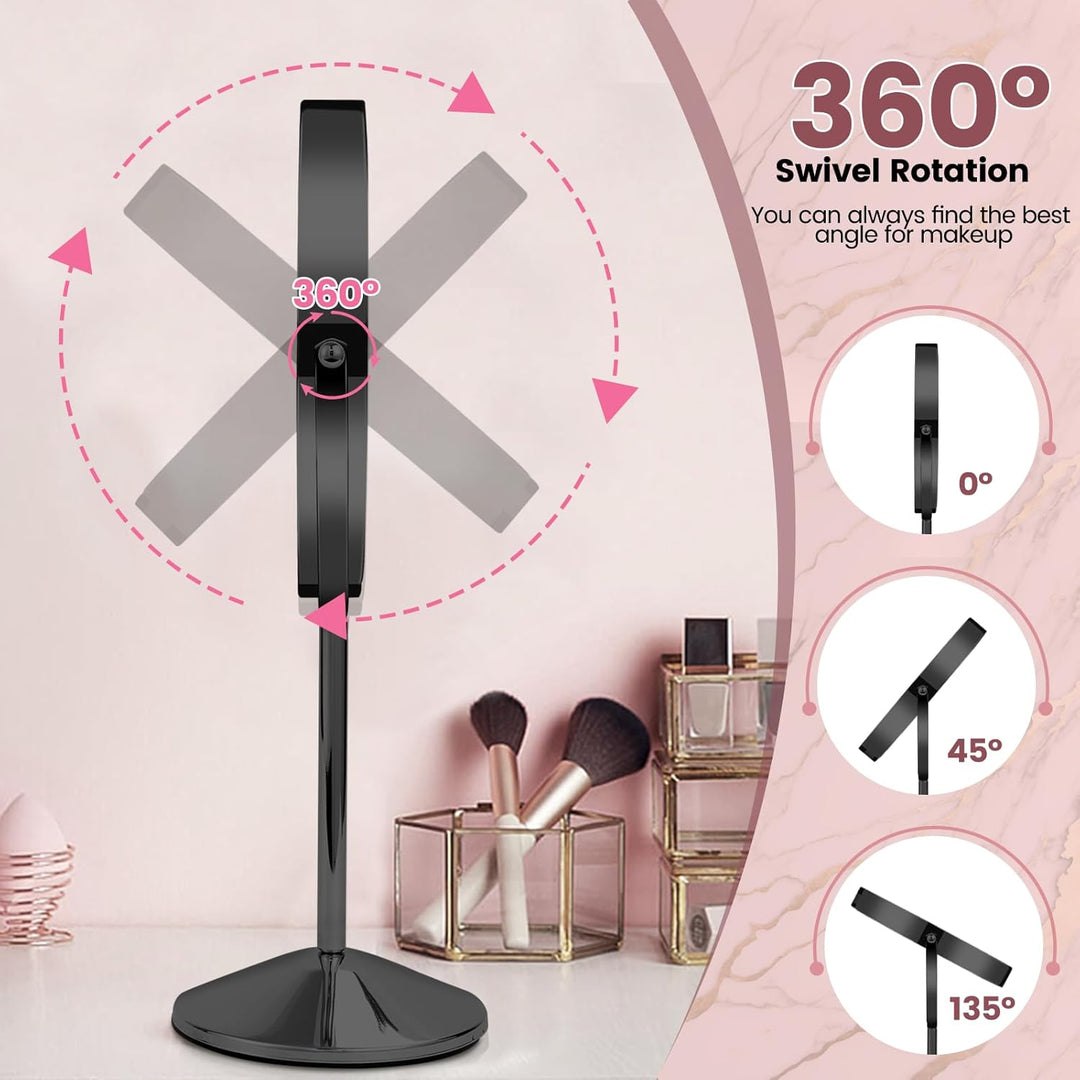 8" Kosmetikspiegel mit Beleuchtung Wiederaufladbarer, 1X/10X Vergrösserungsspiegel mit Licht 54 LED-