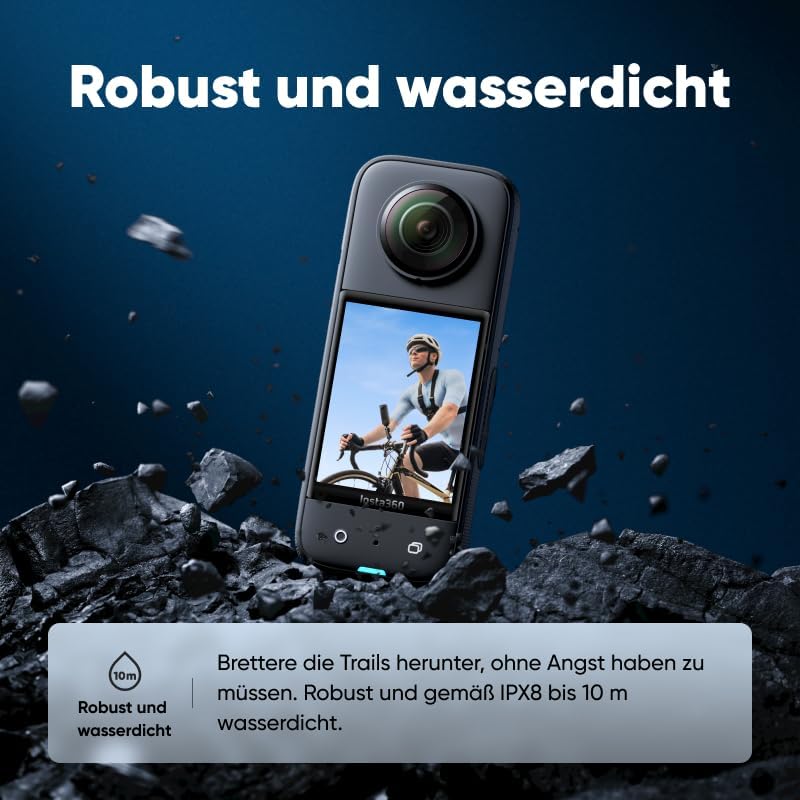 Insta360 X3 Fahrrad-Kit - wasserdichte 360°-Actionkamera mit 1/2"-Sensor, 5,7K 360°, 72MP 360°-Fotos