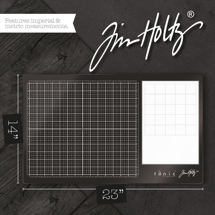Tim Holtz Glas-Medienunterlage, Schwarz 14 x 23 inches, 14 x 23 inches