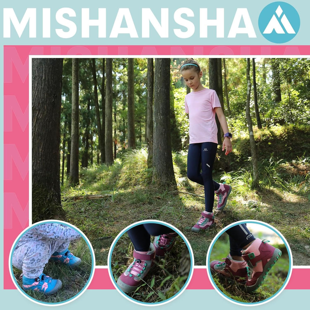 Mishansha Wanderschuhe Jungen Trekkingschuhe Mädchen rutschfest Outdoor Kinder Wanderstiefel 24-38 2