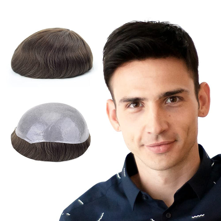Lordhair Perücke Männer,Realität Toupet,0,06 mm Alle V-Looped Dünnes,Haarfreestyle,Natürlich eng anl