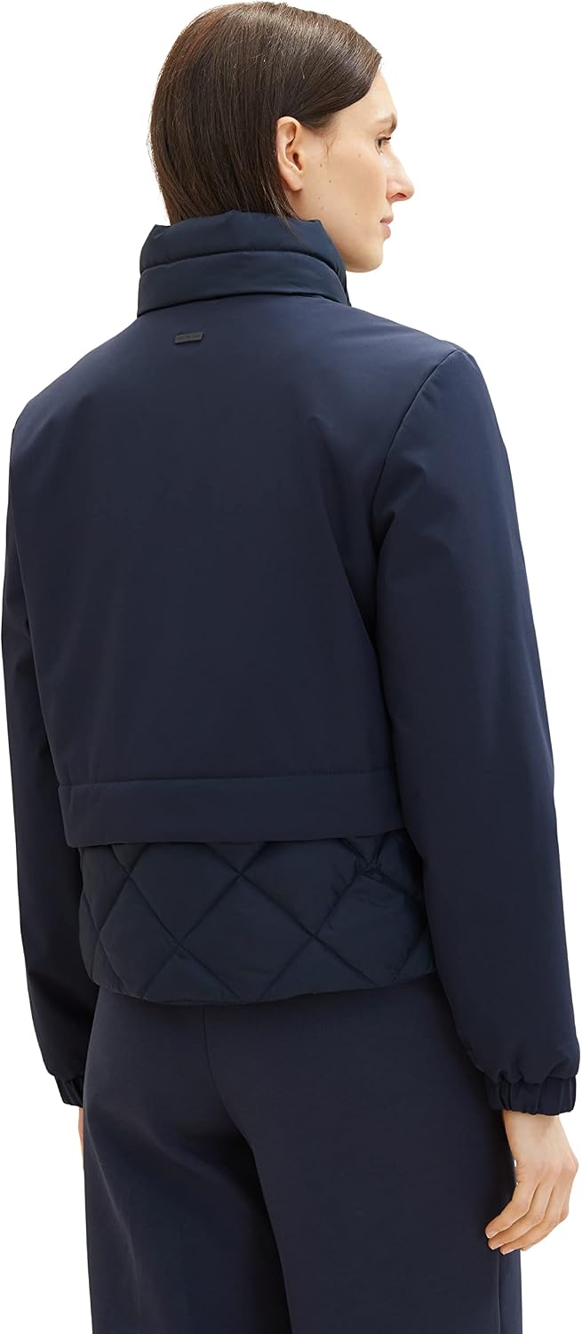 TOM TAILOR Damen Steppjacke mit Stehkragen &amp; Taschen XL 10668 - Sky Captain Blue, XL 10668 - Sky Cap