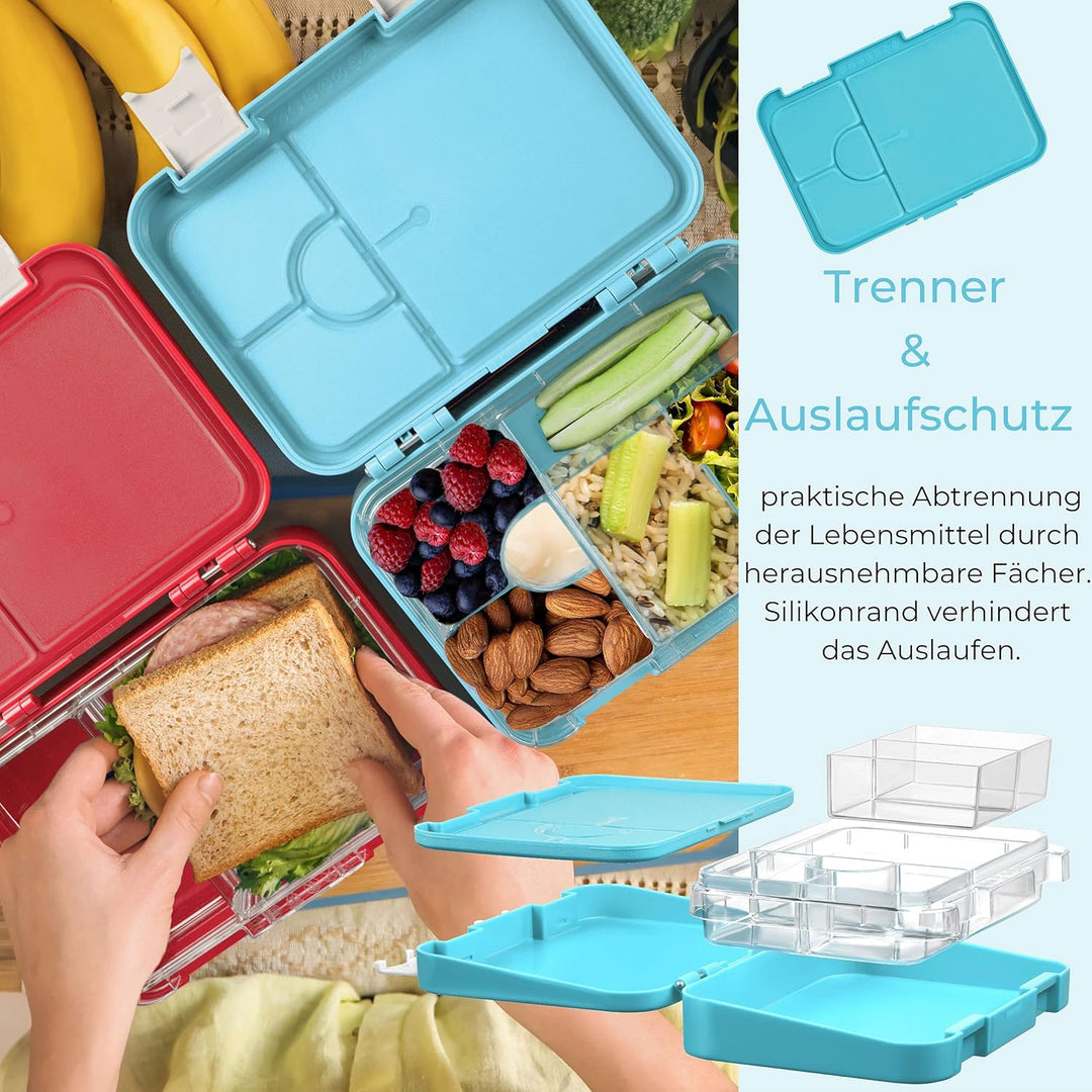 My Vesperbox – Len - Bento Box Kinder - Lunchbox mit 4+2 Fächern - extrem robust – Brotdose – Brotbo