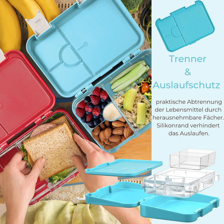 My Vesperbox – Len - Bento Box Kinder - Lunchbox mit 4+2 Fächern - extrem robust – Brotdose – Brotbo