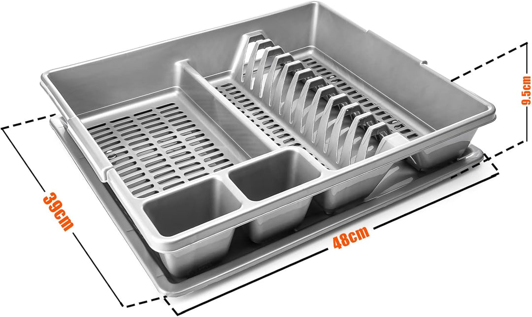 BigDean Abtropfgestell Geschirr Abtropfgitter Schale grau 48x39x9,5cm (LxBxH) Geschirrkorb Abtropfko