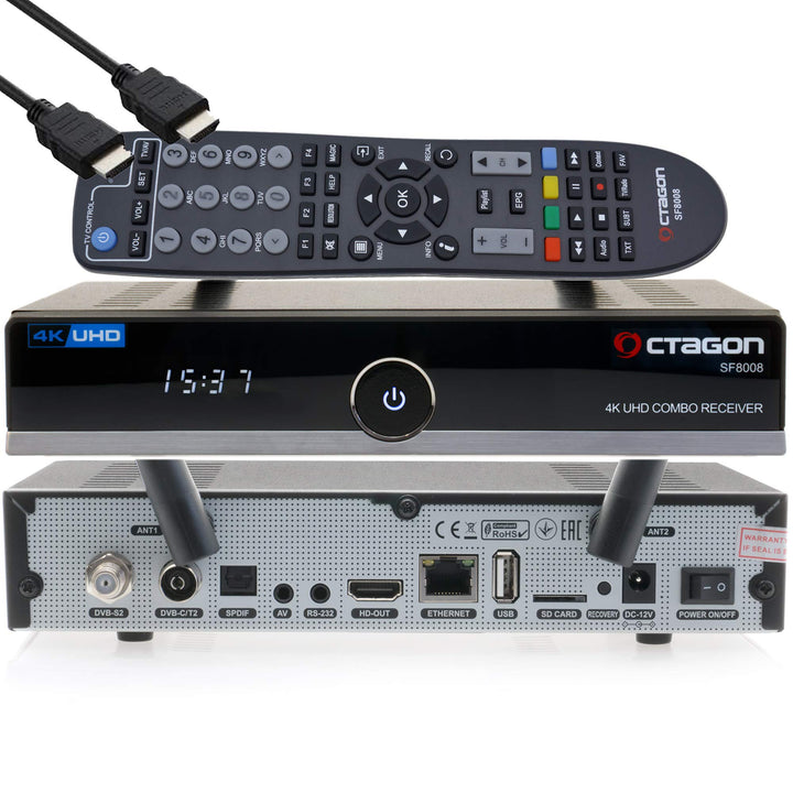 OCTAGON SF8008 Combo 4K DVB-S2X DVB-T2 Multistream UHD + gratis EasyMouse HDMI-Kabel