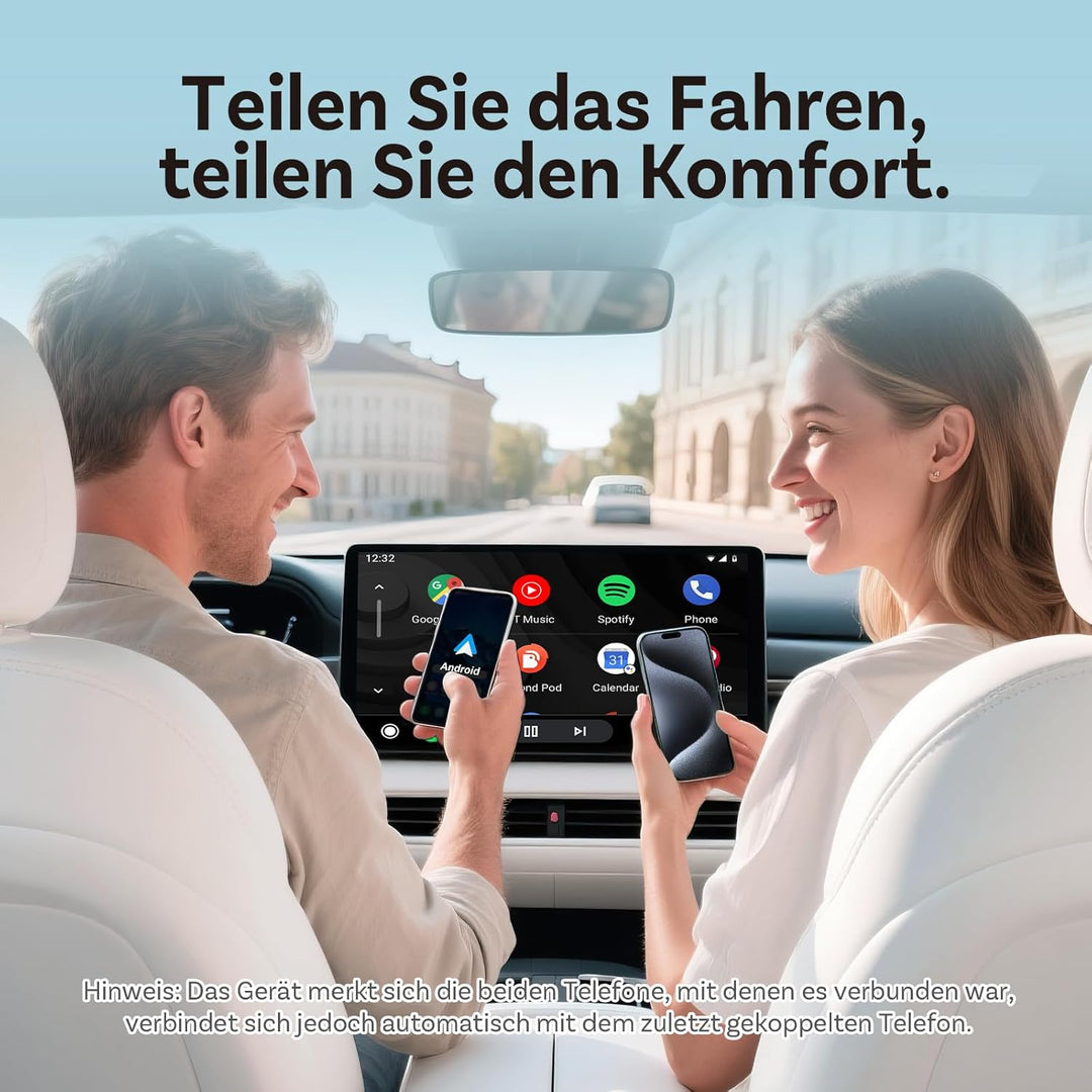 OTTOCAST 2026 Upgrade Mini Slim, 2-in-1 Wireless CarPlay & Android Auto Adapter mit Type-A/C für iOS