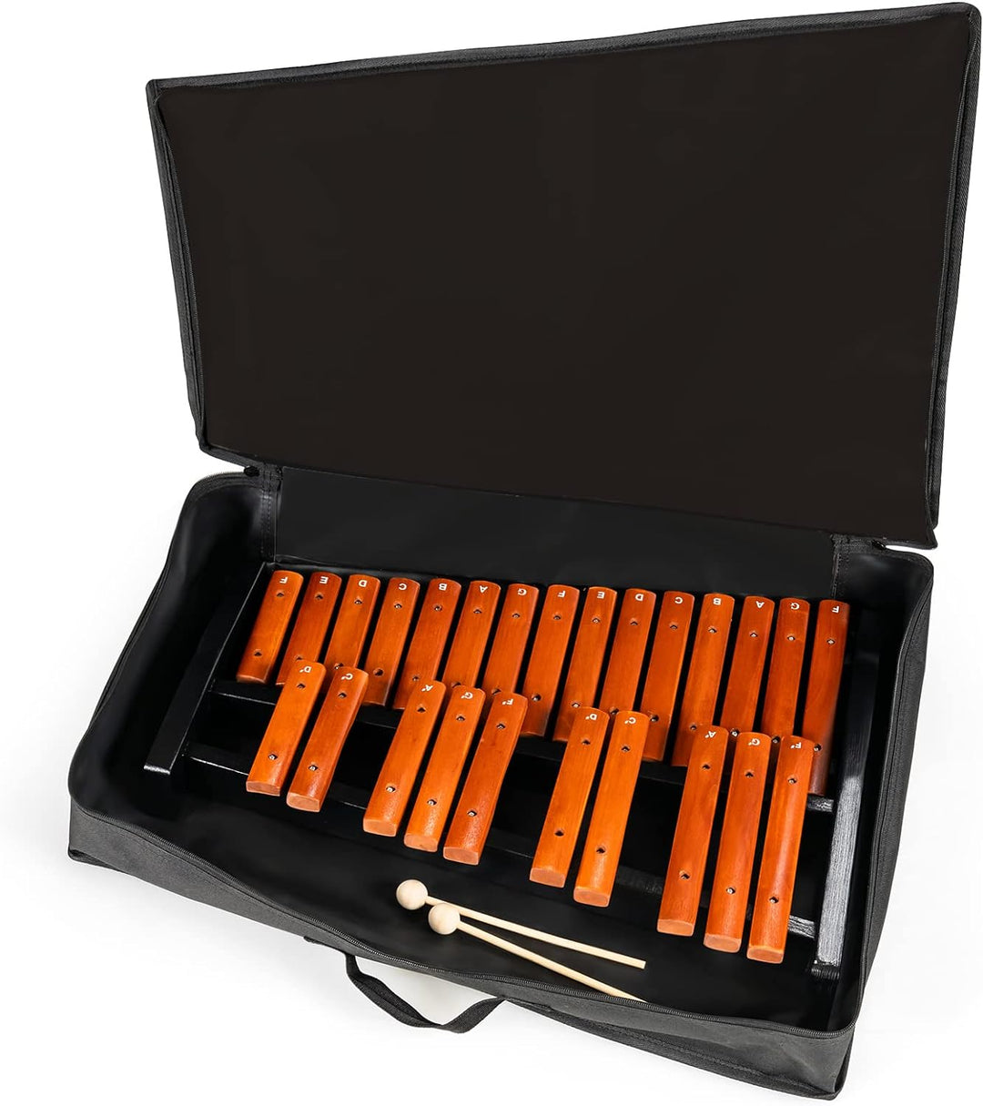COSTWAY 25 Noten Glockenspiel Xylophon Holz mit Schlägel Tragetasche, Percussion Geeignet für Kinder